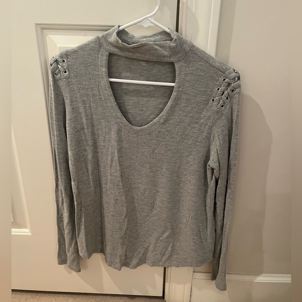Generation Love Mock Neck Top with Braded shoulder detail
